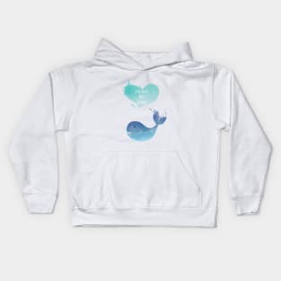 Blue Whale Love - When you are happy I am happy - Happy Valentines Day Kids Hoodie